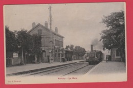 Attichy - La Gare ... Train En Gare, Loco Vapeur - 1914 ( Voir Verso ) - Attichy