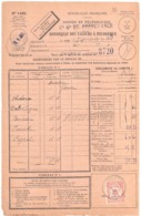 AUXERRE Yonne Bordereau Valeur Recouvrée 1485 Taxe à Percevoir Yv 58 60 C Rouge Formule Entière Ob 1930 Type 84 - 1859-1959 Briefe & Dokumente