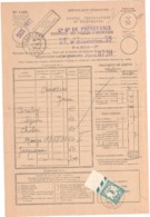 AUXERRE Yonne Bordereau Valeur Recouvrée 1485 Taxe à Percevoir Yv 60 1F Bleu Vert Formule Entière Ob 1932 Type 84 - 1859-1959 Covers & Documents