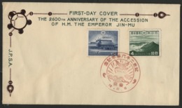 JAPAN FDC J.P.S.A. With C80 + C82 / Red Commemorative Cancellation Of The 15.11.10 (10th Of Nov. 1940) - Briefe U. Dokumente