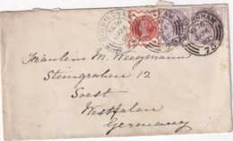 GRANDE-BRETAGNE 1892 LETTRE DE BIRMINGHAM POUR SOEST - Cartas & Documentos