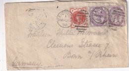 GRANDE-BRETAGNE 1890 LETTRE DE MAIDSTONE POUR BONN - Cartas & Documentos