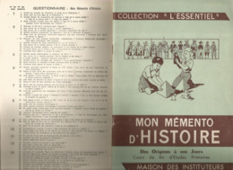 Collection L'ESSENTIEL ,mon Mémento D'HISTOIRE Et Son Questionnaire,57 Pages, 2 Scans , Frais Fr 3.95 E - 6-12 Jaar