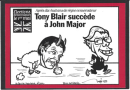CPM Angleterre Tony Blair Satirique Caricature Jihel Tirage Limité Numéroté Signé En 85 Ex. John MAJOR - Other & Unclassified