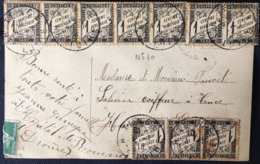 France Carte Postale Bonne Année Type Semeuse N°137 Pour Tence Taxée N°10 X10 !!! Amusant ! - 1859-1959 Storia Postale