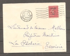 Enveloppe Avec 50 C Semeuse  Congres Du  B I T 1930 Oblit  PARIS   Pour La Tunisie - Cartas & Documentos