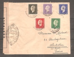 Enveloppe  Avec   Marianne De Dulac   Oblit    MARSEILLE  1945  Pour  La Suisse + Controle - Covers & Documents