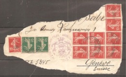 Sur Fragment  Poste SERBES  ?   10 C Semeuse  X 9  Et  5 C Semeuse X 2  + Oblit - Serbia