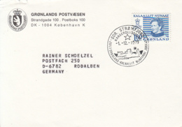 KANGERDLUGSSUAK GLACIER POSTMARK, QUEEN MARGRETHE II STAMPS ON FRAGMENT, 1979, GREENLAND - Briefe U. Dokumente