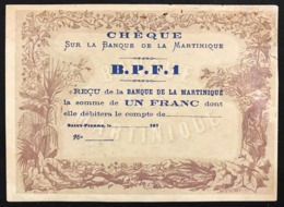 Martinique 1 Franc 1870's RARE  BANQUE DE LA MARTINIQUE Pick#5A Lotto 2931 - Otros – Africa