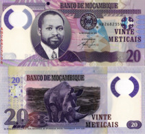 MOZAMBIQUE 20 Meticais, 2011, P149, UNC, "Rhino" Polymer - Mozambique