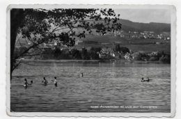 (RECTO / VERSO) AUVERNIER ET VUE SUR CORCELLES AVEC BAIGNEURS - PLIS ANGLES - BEAU CACHET ET TIMBRE - FORMAT CPA VOYAGEE - Auvernier