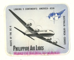 ASIE ASIA PHILIPPINE AIRLINES PHILIPPINES ETIQUETTE AVION AVIATION COMPAGNIE AERIENNE PUBLICITE - Etichette Da Viaggio E Targhette