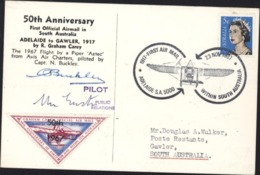 Souvenir Postcard R Graham Carey 50th Anniversary First Official  Airmail In South Australia Adelaide To Gawler YT 323A - Covers & Documents