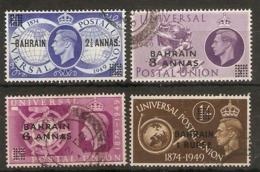 BAHRAIN 1949 UPU SET SG 67/70 FINE USED Cat £15 - Bahrain (...-1965)