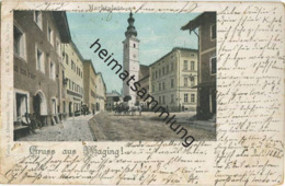 Waging - Marktplatz - Kirche - Verlag J. Ostermann Waging - Gel. 1900 - Waging