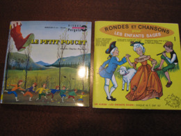 45 Tours (2x) Rondes Et Chansons Enfantines + Petit Poucet 2 Enfants Perrault - Kinderlieder