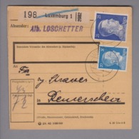 Luxemburg 1943-04-05 Paketkarte 20+25 Pf. Nach Remerschen - 1940-1944 German Occupation