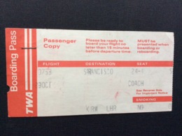 CARTE D'EMBARQUEMENT BOARDING PASS TWA  San Francisco>Londres  ANNÉE 1979 - Boarding Passes