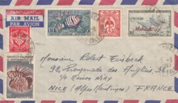 LETTRE. NOUVELLE CALEDONIE. 5 6 63. NOUMEA. EN FM (BCS N°7) PAR AVION + 10Fr POUR NICE - Storia Postale