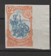 Cote Des Somalis 1902 Timbre 52a Non Dentelé Neuf Sans Gomme Signé Brun - Used Stamps