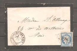 Enveloppe  25c Ceres  Oblit  GC  2998    POUGUES LES EAUX    NIEVRE    1873 - 1871-1875 Cérès