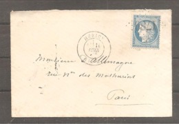 Enveloppe   25 C Ceres  Oblit GC 1789  Tad  HERICY  Seine Et Marne - 1871-1875 Ceres