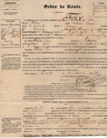 VP15.835 - BRIVE X TULLE 1876 - Ordre De Route Du Soldat P. FEIX à LOSTANGES Affecté Au Rgt D'Artillerie à ANGOULEME - Documenti