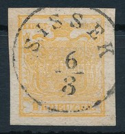 O 1850 1kr HP Ib Narancs / Orange 'SISSEK' Certificate: Strakosch - Other & Unclassified