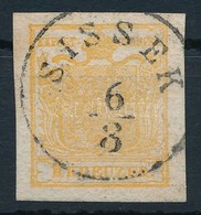 O 1850 1kr HP Ib Narancs / Orange 'SISSEK' Certificate: Strakosch - Altri & Non Classificati