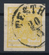 O 1850 1kr MP III Citromsárga / Yellow, Gemaschtes Papier 'PESTH' Certificate: Strakosch - Other & Unclassified