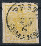 O 1850 1kr MP III Citromsárga / Yellow 'PESTH' Certificate: Strakosch - Autres & Non Classés