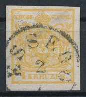 O 1850 1kr HP III Kadmium Sárga / Cadmium Yellow 'ESSEGG' Certificate: Strakosch - Other & Unclassified