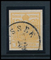 O 1850 1kr Sárgás Narancs HP III / Yellowish Orange 'SISSEK' Certificate: Strakosch - Andere & Zonder Classificatie