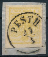 1850 1kr MP III Citromsárga / Yellow 'PESTH' Signed: Ferchenbauer, Certificate: Steiner - Autres & Non Classés