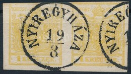 O 1850 1kr MP III Pár Sárga Színben / Yellow Pair 'NYIREGYHÁZA' Certificate: Steiner - Other & Unclassified