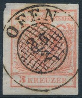 O 1850 3kr Rózsapiros / Rose Red HP IIIa 'OFEN' A Bélyegzés Középső Része Berácsozva, Látványos Darab! Certificate: Stei - Sonstige & Ohne Zuordnung