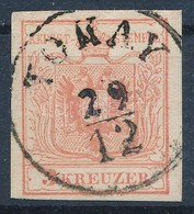 O 1850 3kr MP Ib Paradicsompiros / Tomato Red, Gravurtype 2-1 'TOKAY' Certificate: Strakosch - Sonstige & Ohne Zuordnung