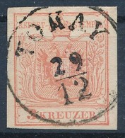 O 1850 3kr MP Ib Paradicsompiros / Tomato Red, Gravurtype 2-1 'TOKAY' Certificate: Strakosch - Other & Unclassified