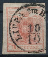 O 1850 3kr HP Ib Kárminrózsa, Száraznyomat, Kiemelt Sas / Carmaine Rose, Dry Print, Highlighted Eagle  'LIPPA Im B(ANAT) - Autres & Non Classés