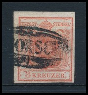 O 1850 3kr Kárminpiros HP Ia Kiemelt Középrész, Lemezhiba / Carmine Red, Highlighted Middle Part, Plate Flaw '(ALT) ORSO - Other & Unclassified