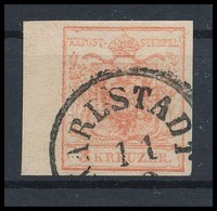 O 1850 3kr Rózsaszín MP IIIb, 6 Mm ívszéllel / Rose, With 6 Mm Margin 'KARLSTADT' Certificate: Strakosch - Altri & Non Classificati