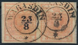 1850 3kr Pár, HP Ia Rózsa / Pair, Rose 'WARASDIN' Certificate: Steiner - Autres & Non Classés