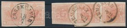 O 1850 3kr Pár / Pair 'ÉRSEKÚJVÁR' és Hármascsík / Stripe Of 3 'TEMESVÁR' - Other & Unclassified