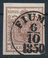 O 1850 6kr HP Ia Sötét Vörösbarna Kis Lemezhibával / Dark Red-brown With Plate Flaw 'FIUM(E)' Certificate: Steiner - Sonstige & Ohne Zuordnung