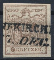 O 1850 6kr HP Ia Világosbarna. Lemezhibával / Light Brown, With Plate Flaw '(FÜ)NFKIRCH(EN)' Certificate: Strakosch - Sonstige & Ohne Zuordnung