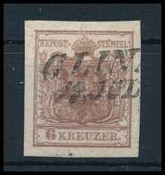 O 1850 6kr Rozsdabarna HP Ib Kiemelt Középrésszel / Rusty Brown, Highlighted Middle Part 'GLIN(A)' Certificate: Steiner - Other & Unclassified