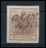 O 1850 6kr Rozsdabarna HP Ib Kiemelt Középrésszel / Rusty Brown, Highlighted Middle Part 'GLIN(A)' Certificate: Steiner - Sonstige & Ohne Zuordnung