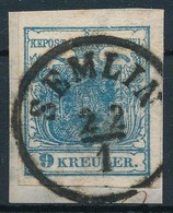 1850 9kr HP IIb Sötétkék, Kiemelt Középrésszel / Dark Blue, Highlighted Middle Part 'SEMLIN' Certificate: Steiner - Autres & Non Classés