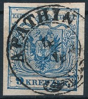 O 1850 9kr HP IIIb Sötétkék, Finom Nyomat Lemezhibával / Dark Blue, Nice Print With Plate Flaw 'APATHIN' Certificate: St - Autres & Non Classés